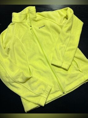 Columbia Bright Neon Yellow Full-Zip Fleece Jacket
